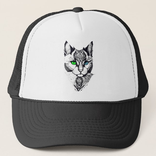Gorra De Camionero Gato Mascota Naturaleza animal Ilustracion arte ta (Anverso)