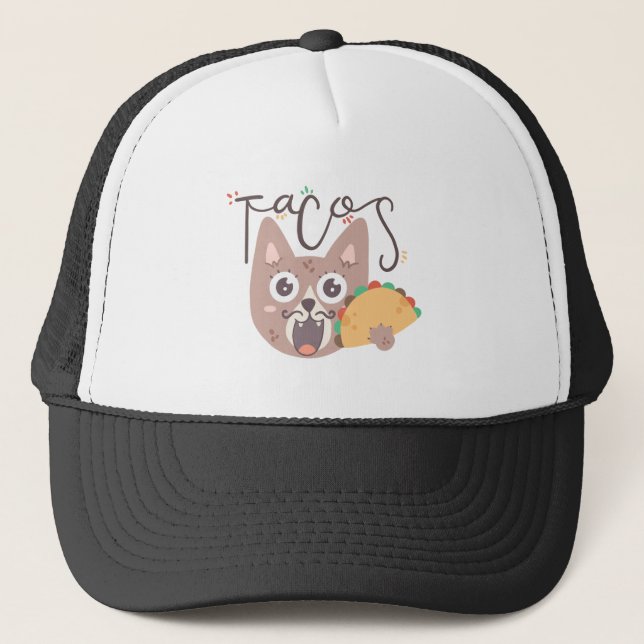 Gorra De Camionero Gato mexicano con taco (Anverso)