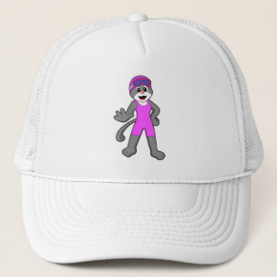 Gorra De Camionero Gato nadando con traje de baño