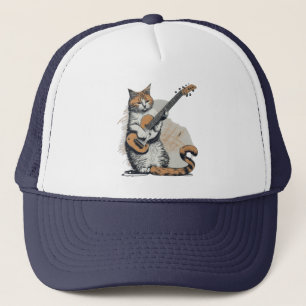 Gorra De Camionero Gato naranja genial tocando la guitarra