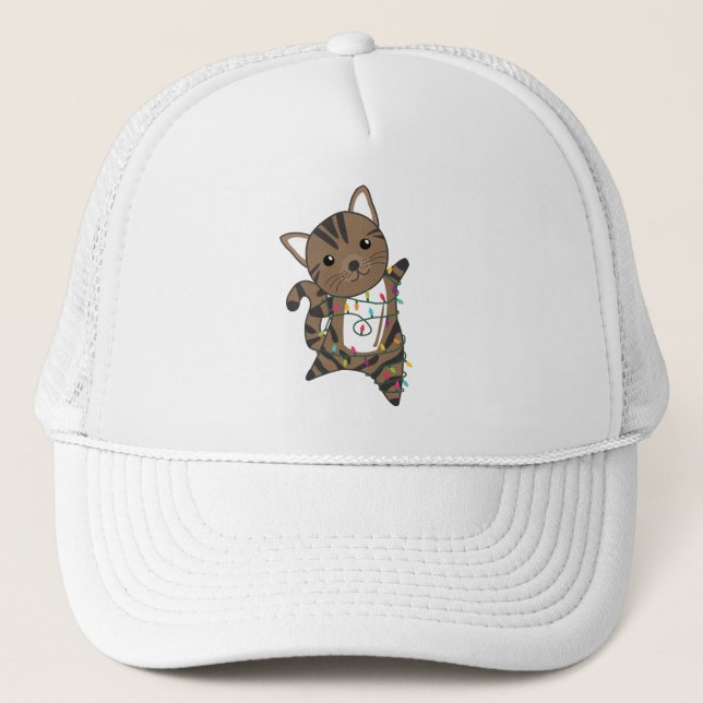 Gorra De Camionero Gato Navidades Nieve Animales De Invierno Gatos (Anverso)