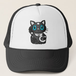 Gorra De Camionero Gato negro de la buena suerte de Maneki Neko