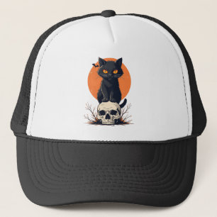 Gorra De Camionero Gato negro en Halloween