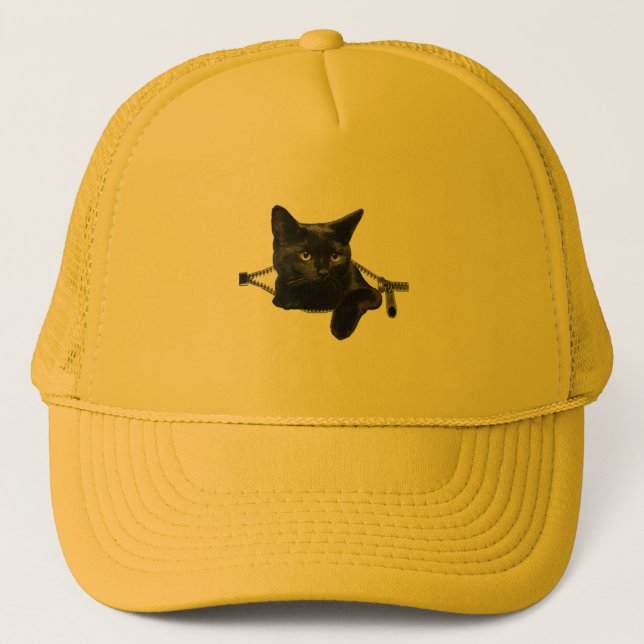 Gorra De Camionero Gato negro lindo (Anverso)