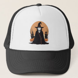Gorra De Camionero Gato negro místico salem con calabazas