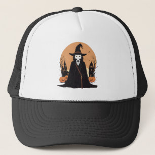 Gorra De Camionero Gato negro místico salem con calabazas