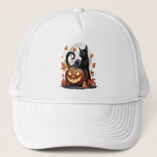 Gorra De Camionero Gato negro retro Halloween Moon Costume asustado p