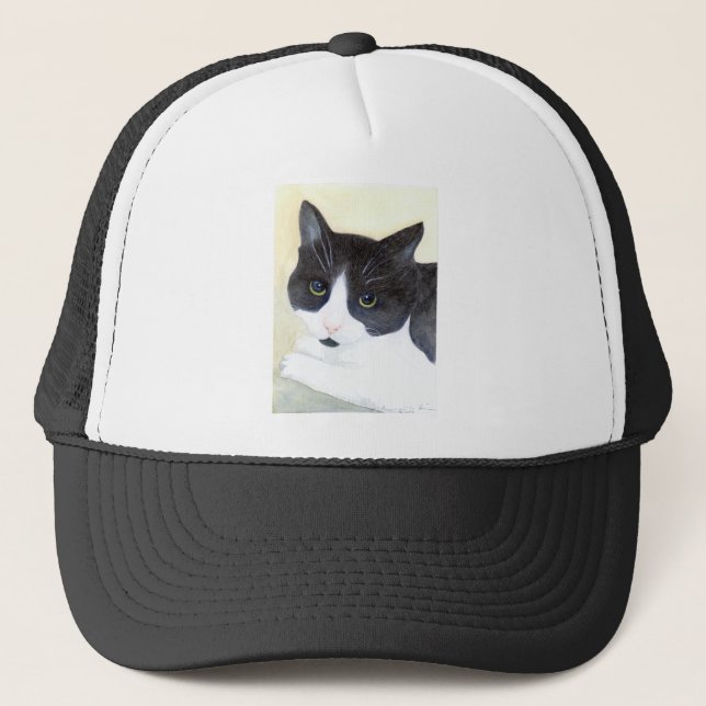 Gorra De Camionero Gato negro y blanco (Anverso)
