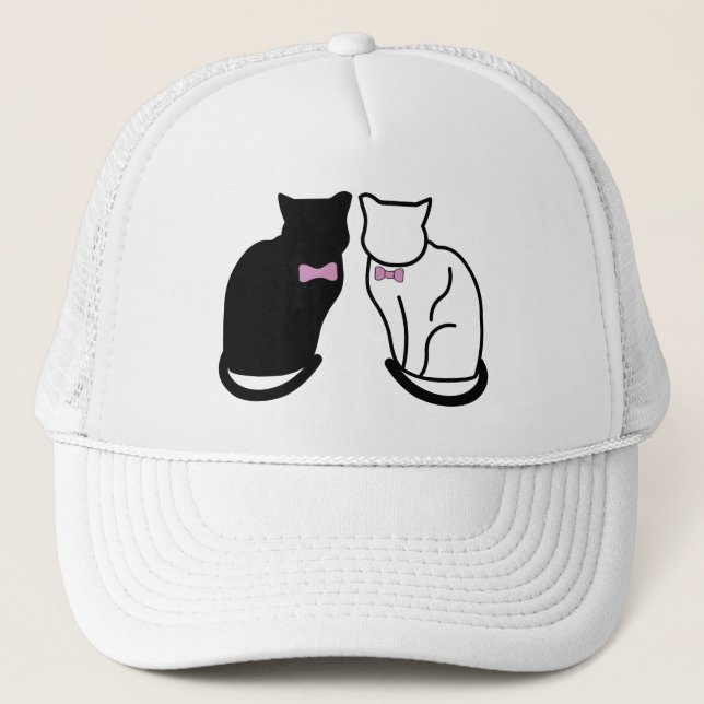 Gorra De Camionero Gato negro y blanco (Anverso)