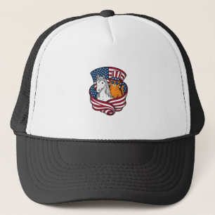 Gorra De Camionero Gato patriótico y diseño de vector vintage de unic
