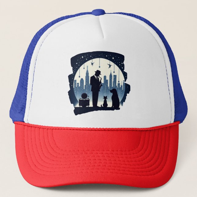 Gorra De Camionero Gato, perro, jazz (Anverso)