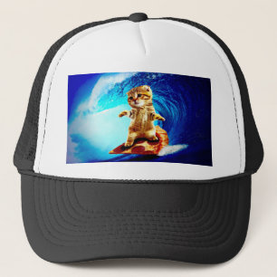 Gorra De Camionero Gato Pizza Surfing