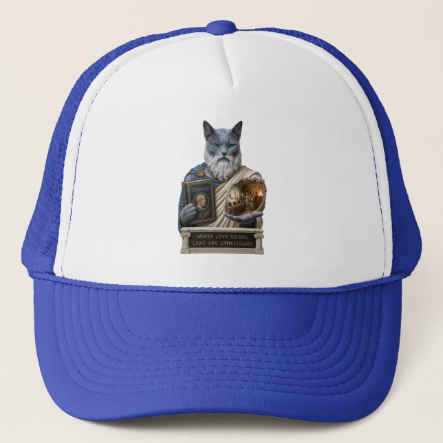 Gorra De Camionero Gato Plato Azul Ruso (Anverso)