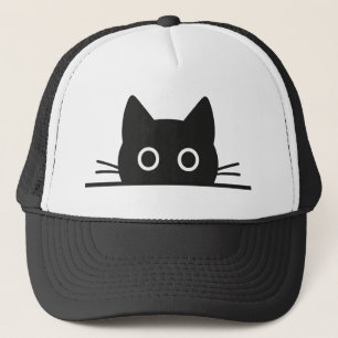 Gorra De Camionero gato que mira -gato negro -gato escondido
