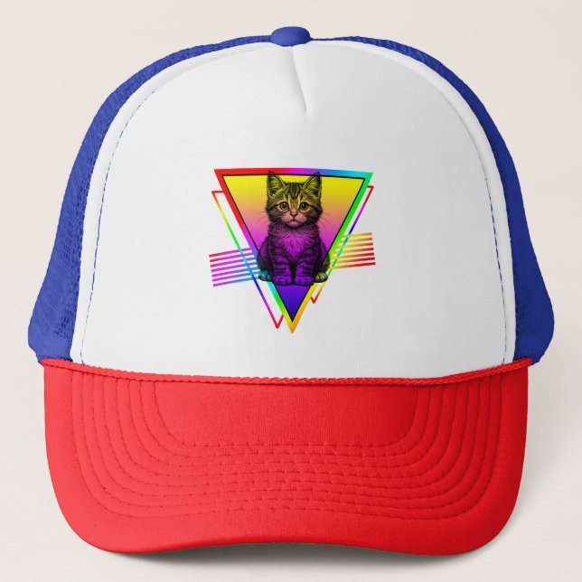 Gorra De Camionero Gato Retro Adorable (Anverso)