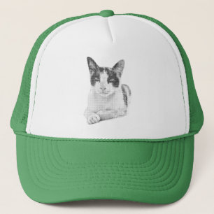 Gorra De Camionero Gato Retro en Trama de Mediotono