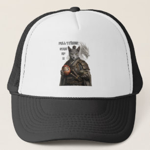 Gorra De Camionero Gato Samurái Azul Ruso