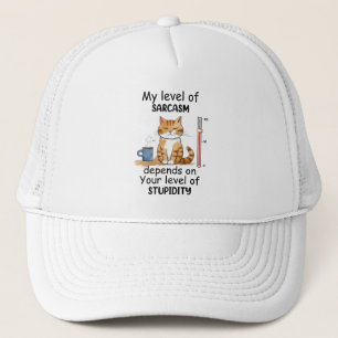 Gorra De Camionero Gato sarcástico - Gracioso arte Naranja