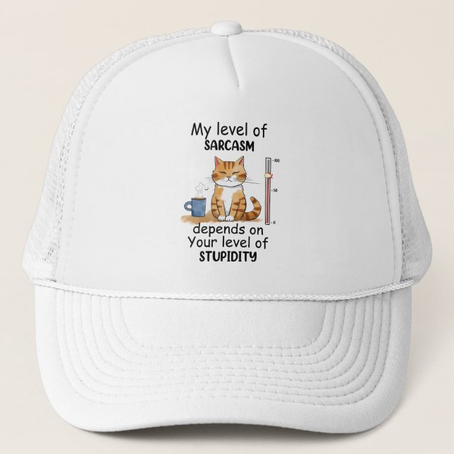 Gorra De Camionero Gato sarcástico - Gracioso arte Naranja (Anverso)