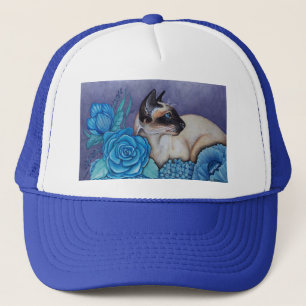 Gorra De Camionero Gato siamés de punto de chocolate