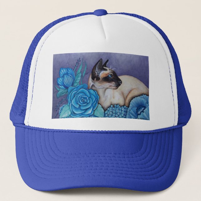 Gorra De Camionero Gato siamés de punto de chocolate (Anverso)