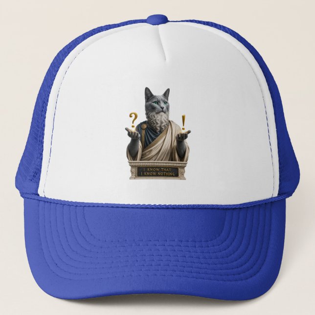 Gorra De Camionero Gato Socrates Azul Ruso (Anverso)