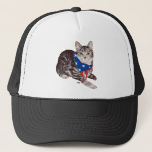 Gorra De Camionero Gato Tabby American Shorthair Patriótico