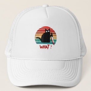 Gorra De Camionero Gato Vintage Qué Gato Negro Divertido Asesino Gato