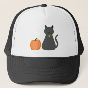 Gorra De Camionero Gato y calabaza de Halloween