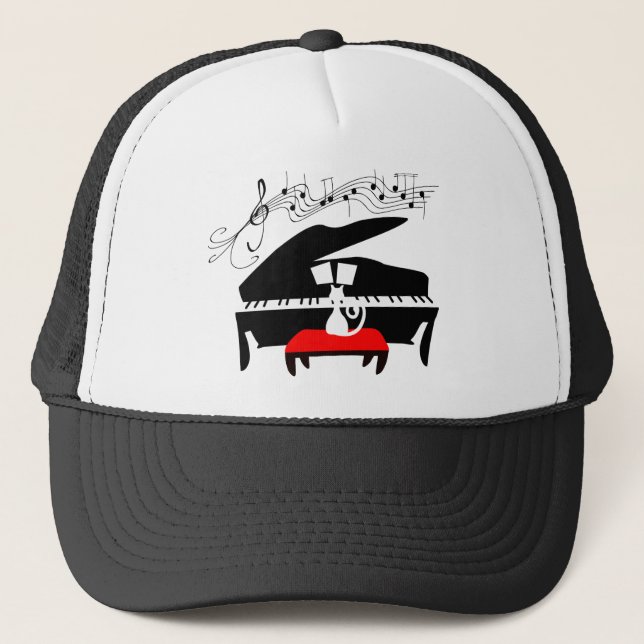 Gorra De Camionero Gato y piano (Anverso)