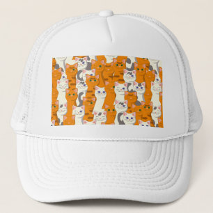 Gorra De Camionero Gatos blancos y jengibre patrón ojos verdes ojos a