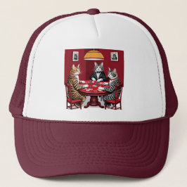 Gorra De Camionero Gatos de mesa jugando al póquer