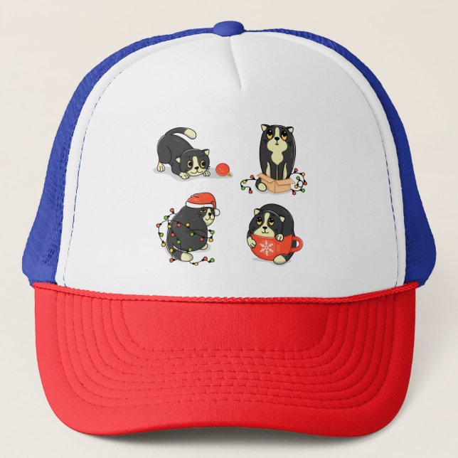 Gorra De Camionero Gatos de Navidades bonitos y divertidos (Anverso)