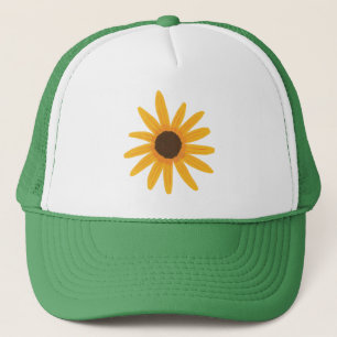 Gorra De Camionero Gatos de pintura de girasol amarillo