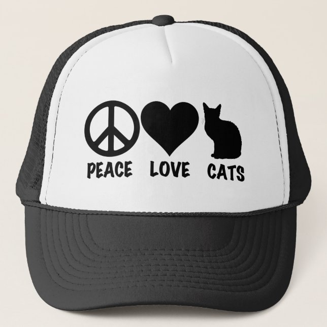 Gorra De Camionero Gatos del amor de la paz (Anverso)