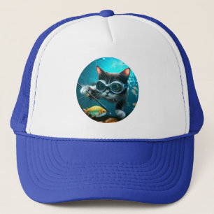 Gorra De Camionero Gatos divertidos en el acuario
