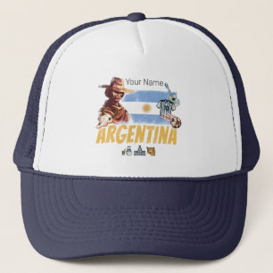 Gorra De Camionero Gaucho vintage de Argentina con pelota de fútbol d