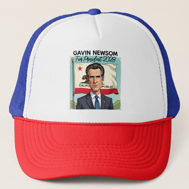 Gorra De Camionero Gavin Newsom para el presidente 2028 (Anverso)