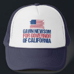 Gorra De Camionero Gavin Newsom por las elecciones para gobernador de<br><div class="desc">Votar para reelegir al demócrata Gavin Newsom como gobernador de California en las elecciones de mitad de mandato de 2022. Fiesta demócrata gorra de bandera estadounidense para un californiano.</div>