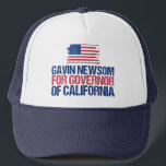 Gorra De Camionero Gavin Newsom por las elecciones para gobernador de<br><div class="desc">Votar para reelegir al demócrata Gavin Newsom como gobernador de California en las elecciones de mitad de mandato de 2022. Fiesta demócrata gorra de bandera estadounidense para un californiano.</div>