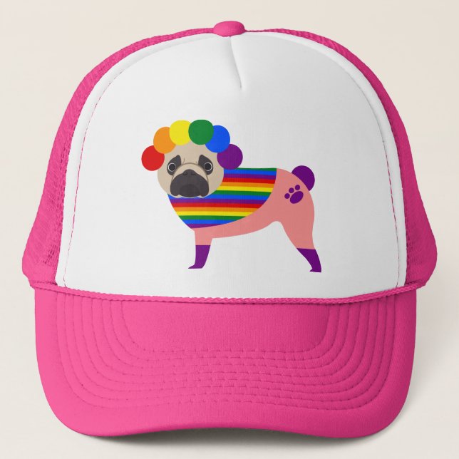 Gorra De Camionero Gay Pride Pug Tees and Gifts (Anverso)