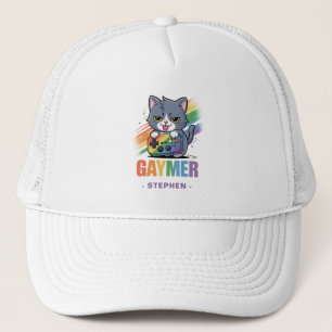 Gorra De Camionero Gaymer - Gato de juegos de arcoiris con consola