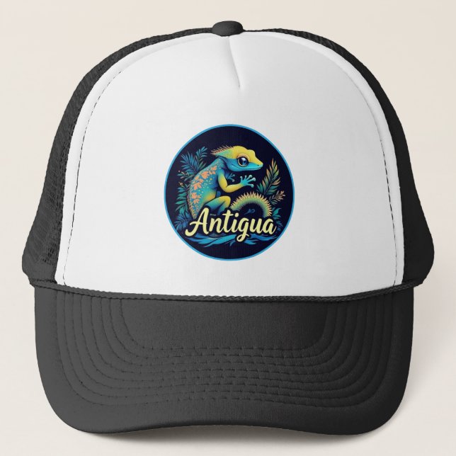 Gorra De Camionero Gecko caribeño de la isla Antigua (Anverso)