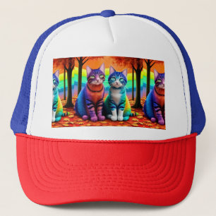 Gorra De Camionero Gemelos del arte digital de gatos-56467