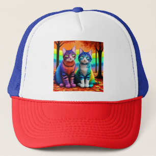 Gorra De Camionero Gemelos del arte digital de gatos-56467