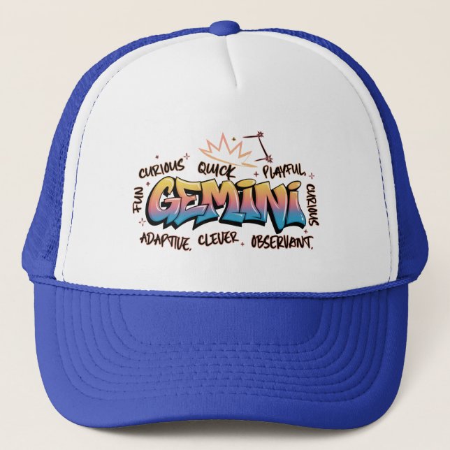 Gorra De Camionero Gemini Zodiac  Graffiti  (Anverso)