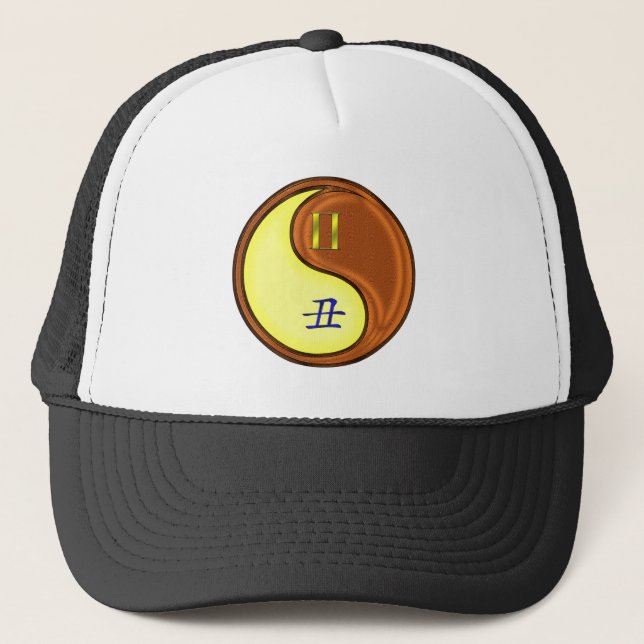 Gorra De Camionero Géminis y Buey de Madera (Anverso)
