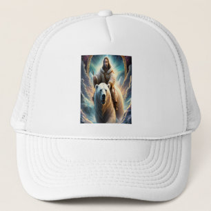 Gorra De Camionero (Generación de IA) Jesús en un oso polar 5x7