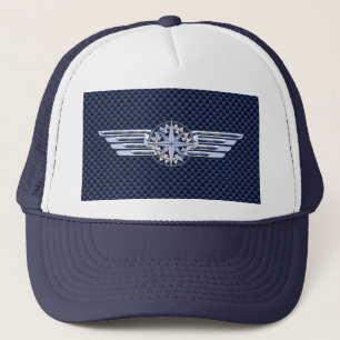 Gorra De Camionero General Air Pilot Compass Cromado Como La Brújula 