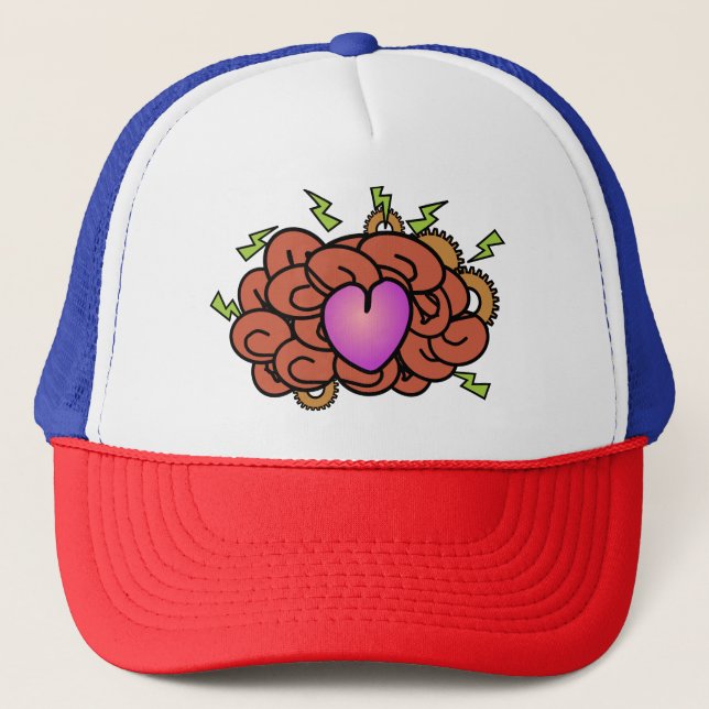 Gorra De Camionero Genio del Cerebro Eléctrico Feliz (Anverso)